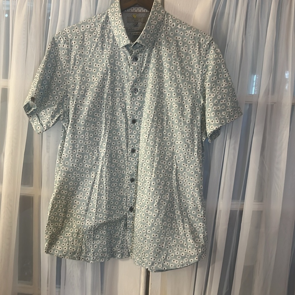 Ted Barker London Floral Geo Print Shirt Men’s Size 4 (Large) Blue - Picture 5 of 10